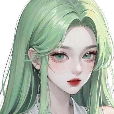 绿色头发AI女生头像图片，每一张都让人想保存！