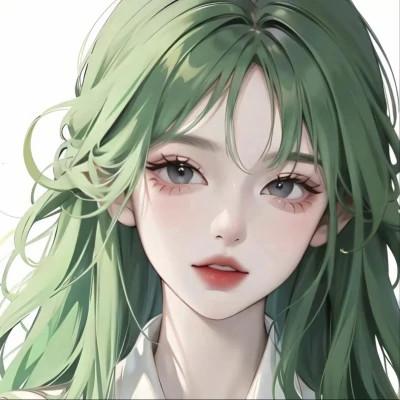 绿色头发AI女生头像图片，每一张都让人想保存！