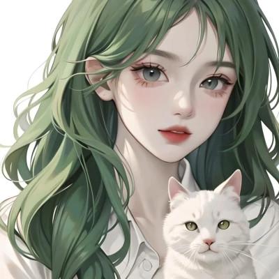 绿色头发AI女生头像图片，每一张都让人想保存！