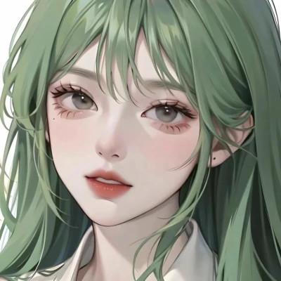 绿色头发AI女生头像图片，每一张都让人想保存！