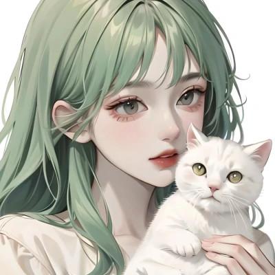 绿色头发AI女生头像图片，每一张都让人想保存！