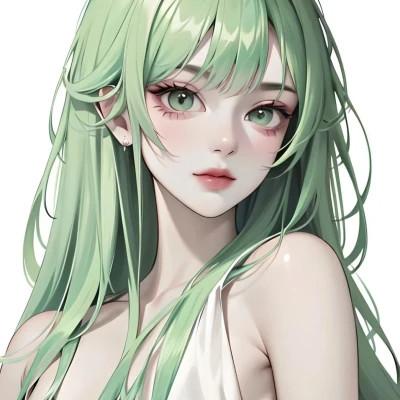 绿色头发AI女生头像图片，每一张都让人想保存！