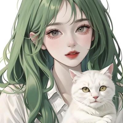 绿色头发AI女生头像图片，每一张都让人想保存！