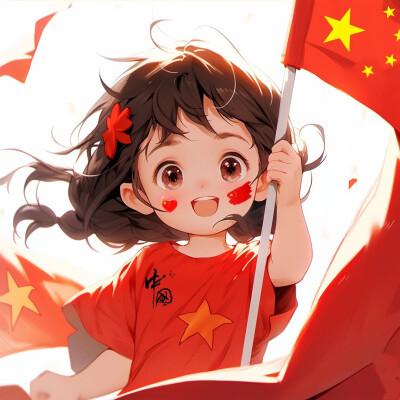 可爱热爱祖国的动漫小女孩头像，展现你的爱国心！