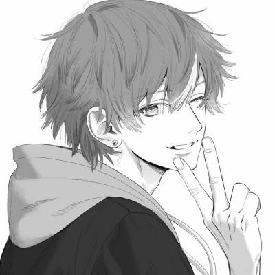 黑白动漫男头，高清图片免费下载