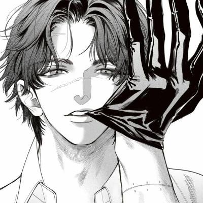 黑白动漫男头，高清图片免费下载