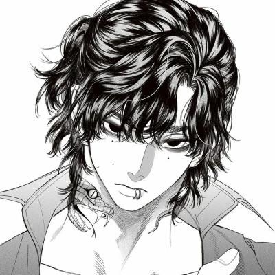 黑白动漫男头，高清图片免费下载
