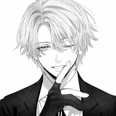 黑白动漫男头，高清图片免费下载