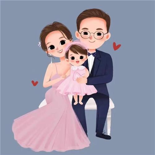 一家三口卡通微信头像图片，家庭幸福的美好象征