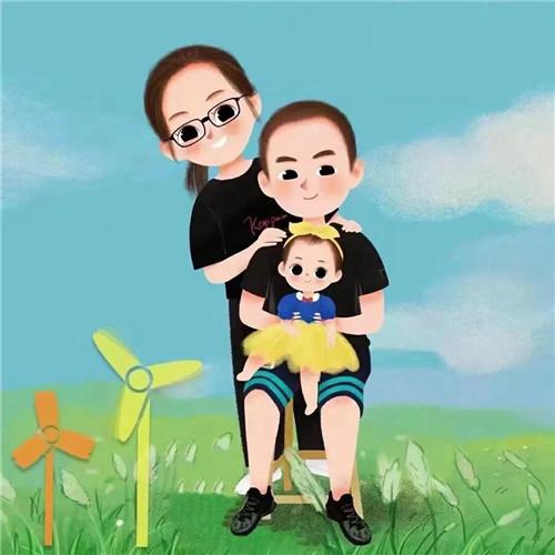 一家三口卡通微信头像图片，家庭幸福的美好象征