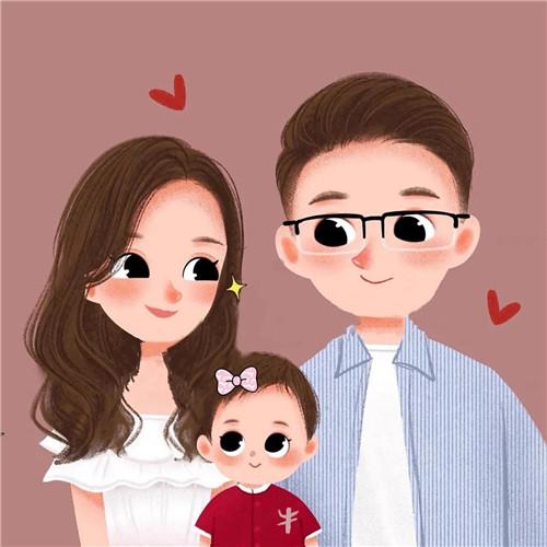 一家三口卡通微信头像图片，家庭幸福的美好象征