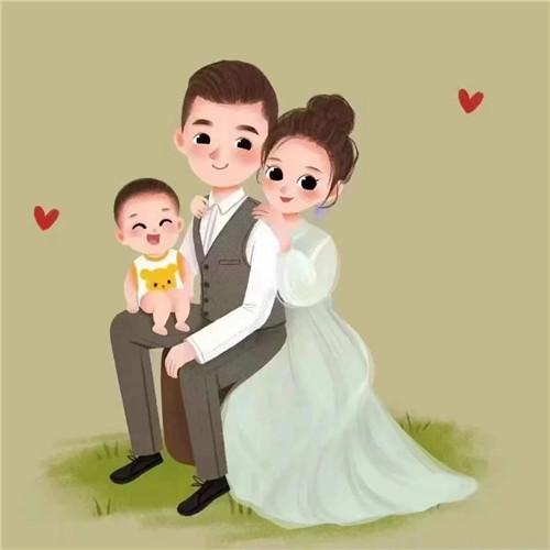 一家三口卡通微信头像图片，家庭幸福的美好象征