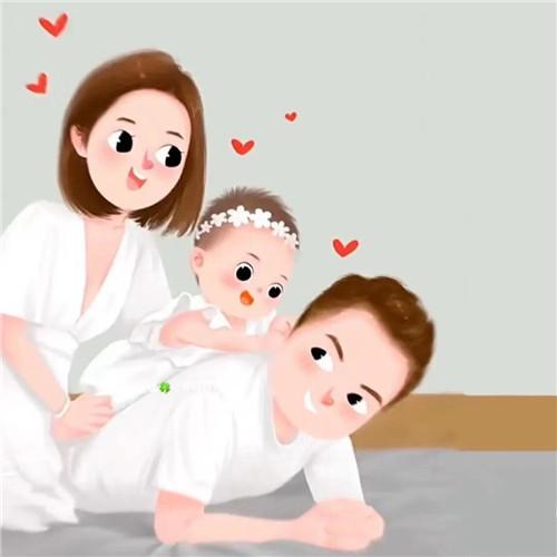 一家三口卡通微信头像图片，家庭幸福的美好象征