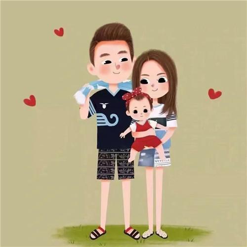 一家三口卡通微信头像图片，家庭幸福的美好象征