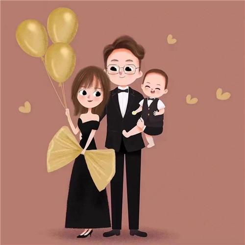 一家三口卡通微信头像图片，家庭幸福的美好象征