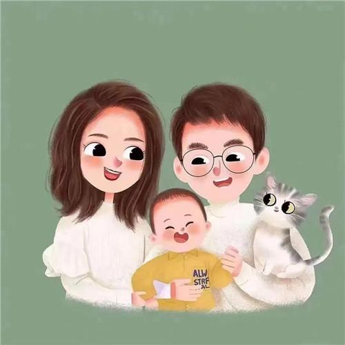 一家三口卡通微信头像图片，家庭幸福的美好象征