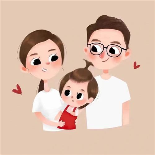 一家三口卡通微信头像图片，家庭幸福的美好象征