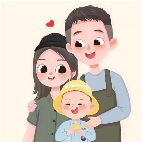 一家三口卡通微信头像图片，家庭幸福的美好象征