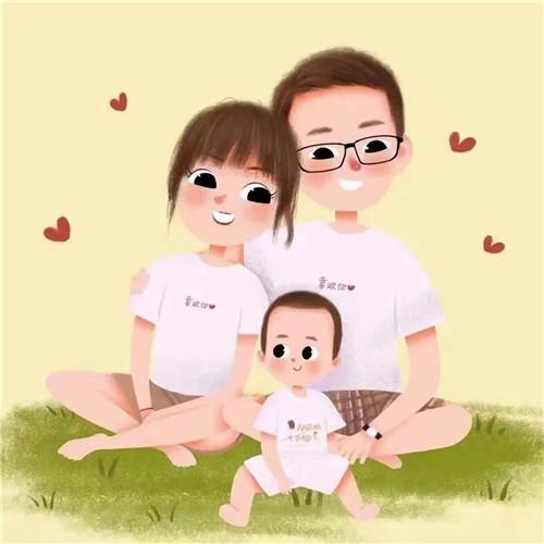 一家三口卡通微信头像图片，家庭幸福的美好象征