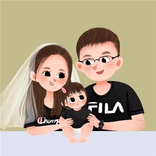 一家三口卡通微信头像图片，家庭幸福的美好象征