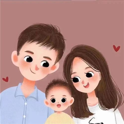 一家三口卡通微信头像图片，家庭幸福的美好象征