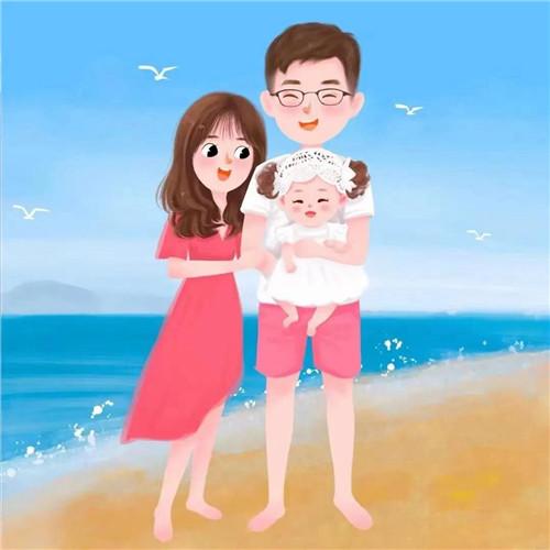 一家三口卡通微信头像图片，家庭幸福的美好象征