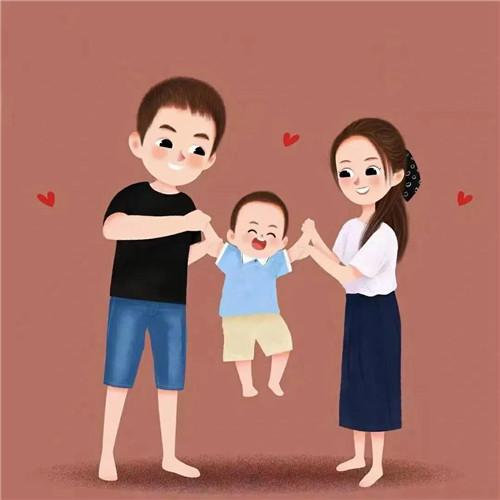 一家三口卡通微信头像图片，家庭幸福的美好象征