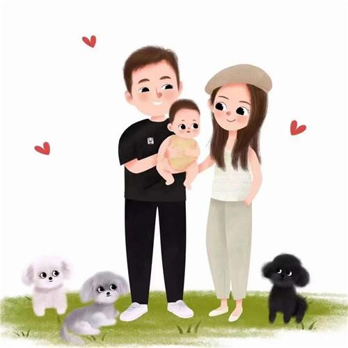 一家三口卡通微信头像图片，家庭幸福的美好象征