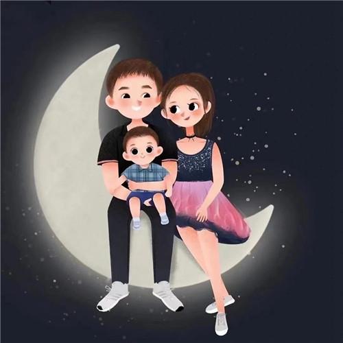 一家三口卡通微信头像图片，家庭幸福的美好象征