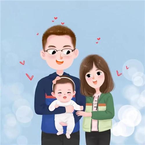 一家三口卡通微信头像图片，家庭幸福的美好象征