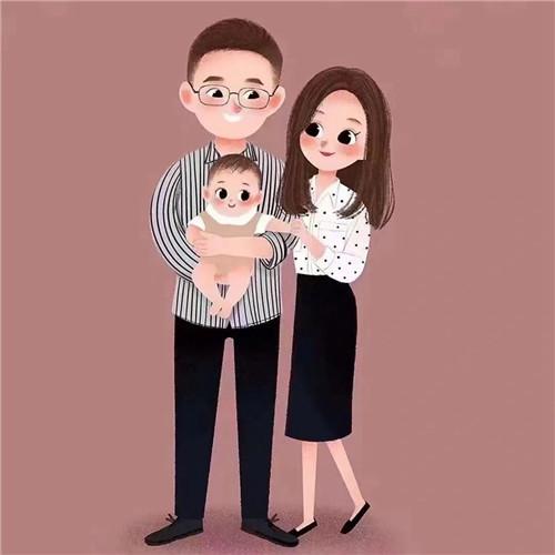 一家三口卡通微信头像图片，家庭幸福的美好象征