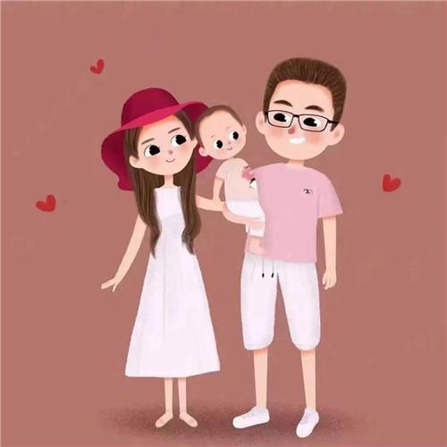 一家三口卡通微信头像图片，家庭幸福的美好象征