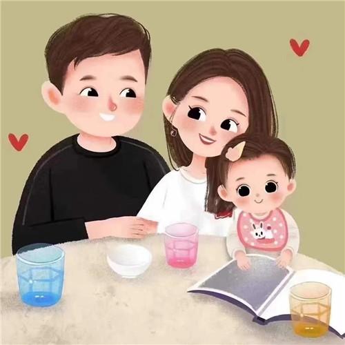 一家三口卡通微信头像图片，家庭幸福的美好象征