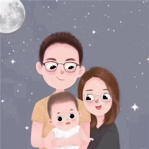 一家三口卡通微信头像图片，家庭幸福的美好象征