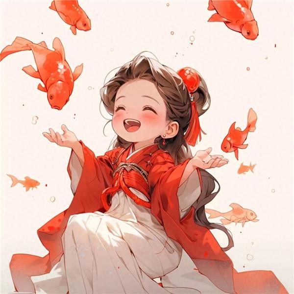 动漫锦鲤古风少女头像图片