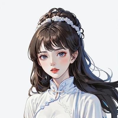 古风甜美少女AI手绘动漫头像图片