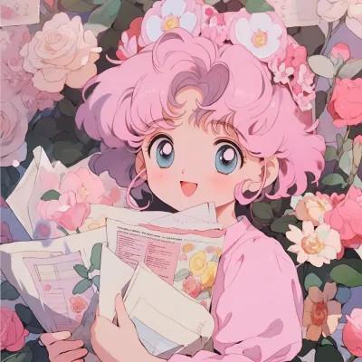 粉色可爱女生动漫头像图片，让你秒变甜美少女！