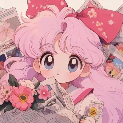 粉色可爱女生动漫头像图片，让你秒变甜美少女！