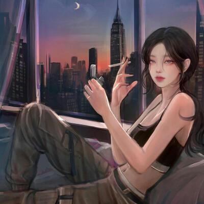 不良少女抽烟头像图片