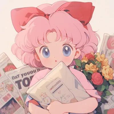 粉色可爱女生动漫头像图片，让你秒变甜美少女！