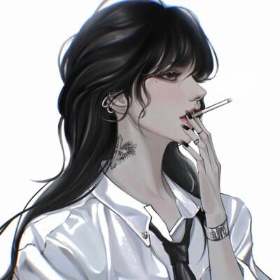 不良少女抽烟头像图片
