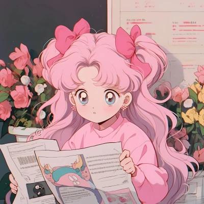 粉色可爱女生动漫头像图片，让你秒变甜美少女！