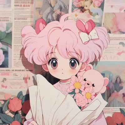 粉色可爱女生动漫头像图片，让你秒变甜美少女！