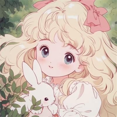 旧漫女生抱萌宠治愈系头像图片