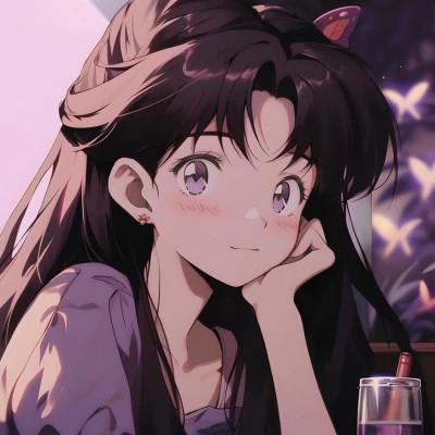 喝饮料的旧漫女生头像图片