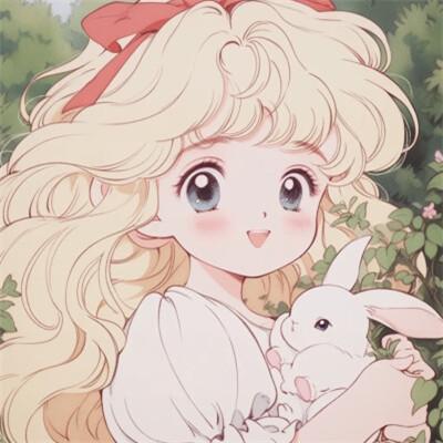 旧漫女生抱萌宠治愈系头像图片