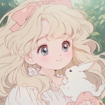 旧漫女生抱萌宠治愈系头像图片