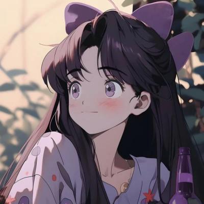 喝饮料的旧漫女生头像图片