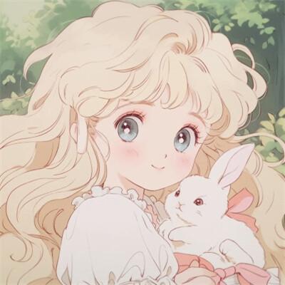 旧漫女生抱萌宠治愈系头像图片